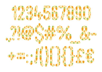Versatile Collection of Cute Carrot Numbers and Punctuation for Various Uses