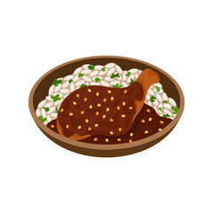Mole Poblano Mexican food vector illustration