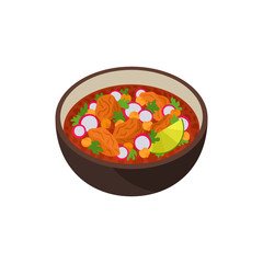 Pozole traditional Mexican soup illustration