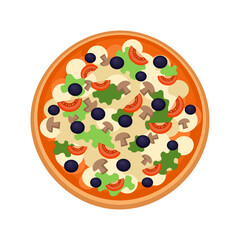 Italian Pizza top view vector illustration