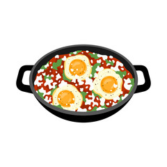 Shakshouka Middle Eastern food vector illustration