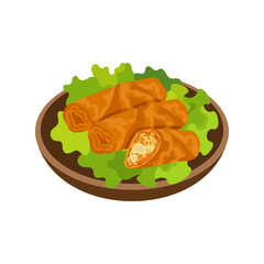 Fried spring rolls asian food vector illustration