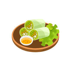 Fresh spring rolls asian food vector illustration
