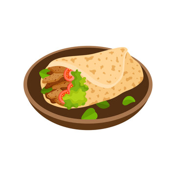 Shawarma Middle Eastern food vector illustration