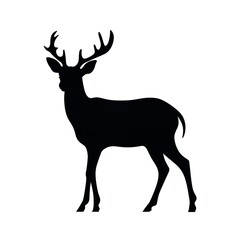 Black Color Silhouette of a Caribou: Simple and Majestic

