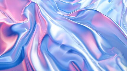 Obraz premium Abstract silk texture visual with a fluid mix of pink and blue hues, creating a soft and dreamy effect.