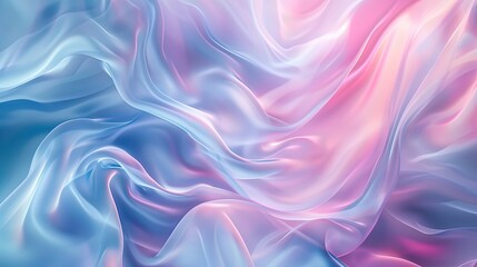 Obraz premium A luxurious digital rendering of satin fabric flowing in harmonious waves of pink and blue tones.