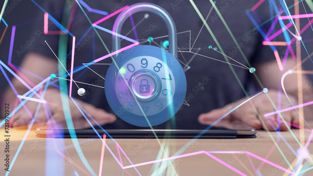 Leinwandbilder Cybersecurity of digital network systems with computer security enginee