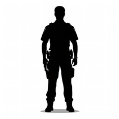 Black Color Silhouette of a Police Officer: Simple and Strong

