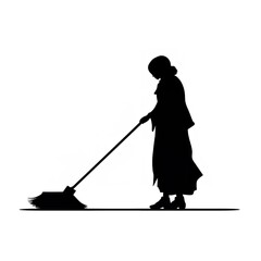Black Color Silhouette of a Sweeper: Simple and Elegant

