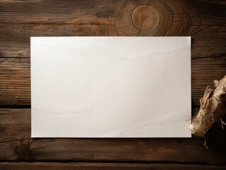empty paper sheet on grunge wooden texture. perfect for your ideas. may be used as background. 