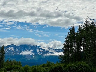 mountains and clouds