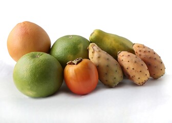 group of various colorful tropical fruits 