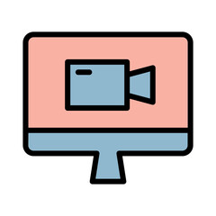 Recording Monitor Video Filled Outline Icon