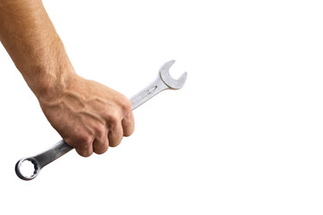 Wrench Held by a Hand on Transparent Background