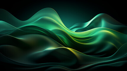 Abstract Green and Black Waves Flowing Design Background