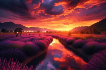 Rolgordijnen sunrise over the river © Usama