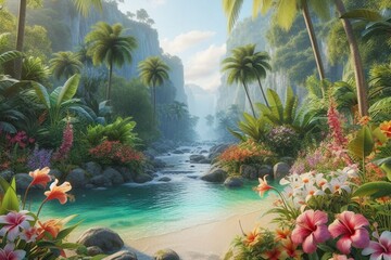 tropical pool in tropical resort
