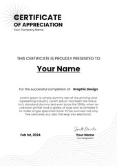 Certificate of Appreciation, Abstract Line Art Certificate Template