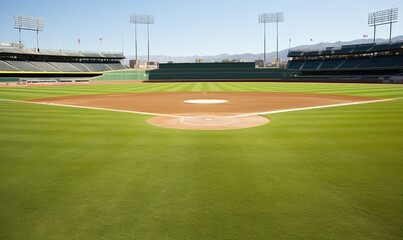 Baseball Field With Pitchers Mound in the Middle - obrazy, fototapety, plakaty
