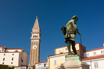 Tartini Square in enchanting coastal town of Piran, Slovenia