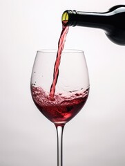 red wine in wine glass on white. 
