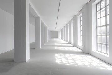 White empty Hall With Clean Light Walls In Daylight