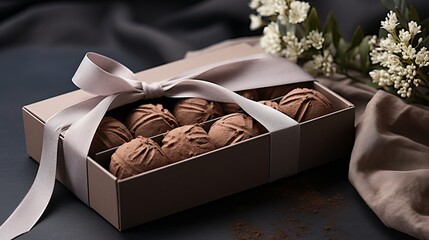 Delicious chocolate truffles in an elegant box, perfect for woman day gift giving.