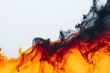 Beautiful abstraction flame in slow burning blending mixing with white background