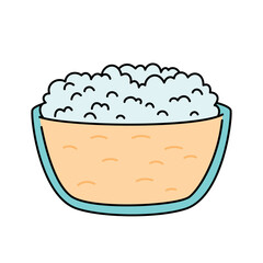 Glass bowl with crumbly cottage cheese, healthy breakfast or snack