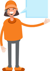 Customer Service Girl Character and Speech Bubble
