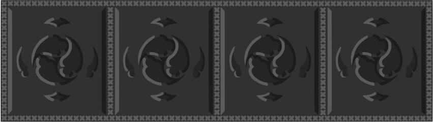 Gothic balustrade stylized drawing. Stone decorated wall illustration. Medieval ornamented railing; vector