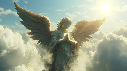 A magical angel in heaven. Beautiful delicate colors. - obrazy, fototapety, plakaty
