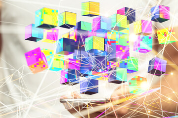 Big data and artificial intelligence concept. Machine learning and cyber mind domination