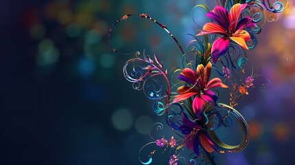Decorative Colorful Floral Curl 4K Realistic