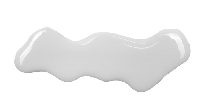 Spilled yogurt puddle isolated on white background and texture, top view