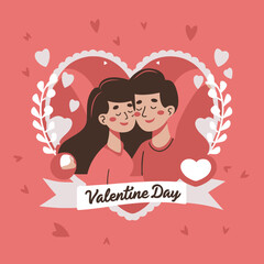 Happy valentines Day, valentines Day card, hearth, love, couple, vector illustration, loving day, 14 February