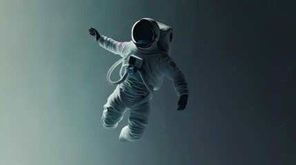 astronaut adrift in on a space environment, suspended