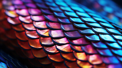 close up of a python snake texture. Rainbow glowing snake skin. Malagasy or Madagascar Tree Boa. Creative background. - obrazy, fototapety, plakaty