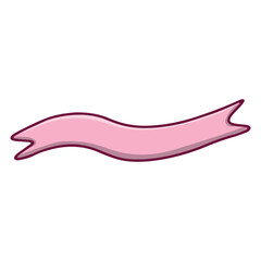 Pink ribbon for text, text bubble. Vector is isolated. On a white background.