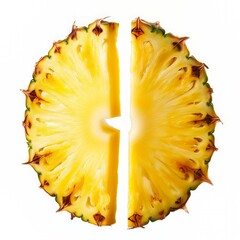 two slice pineapple on white background