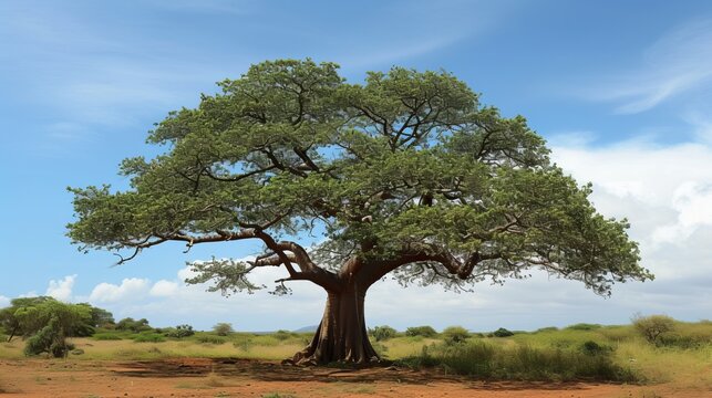 africa local tree of baobab tree at Tsavo east national park Kenya