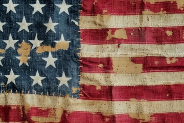 Old textile cloth flag of USA background