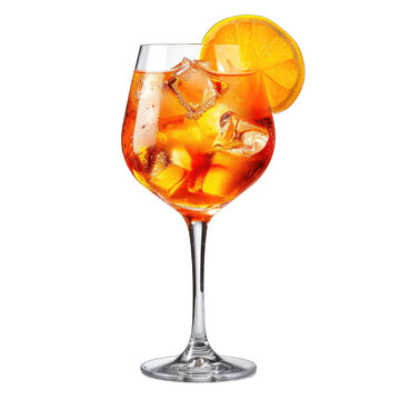 Delicious aperol spritz isolated on transparent background generative ai
