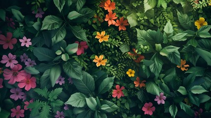 Flowers and Foliage Colorful Pattern Spring Su
