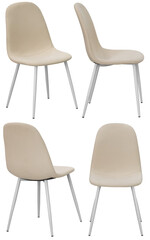 Chair for home or cafe. Element of the interior. Isolated from the background. In different angles