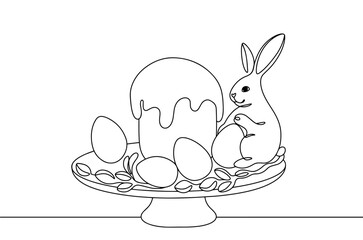 Dish. Easter cake. Easter Egg. Easter bunny. Willow