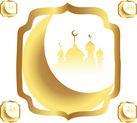 ramadhan kareem eid mubarak maulid nabi golden background vector