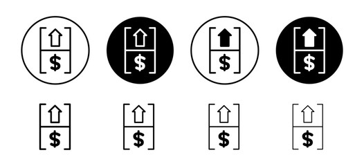 Dollar rate increase vector icon set collection. Dollar rate increase Outline flat Icon.