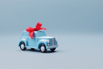 Blue retro toy delivering car with copy space, Valentine's day, Mother's day, Women's Day and love...